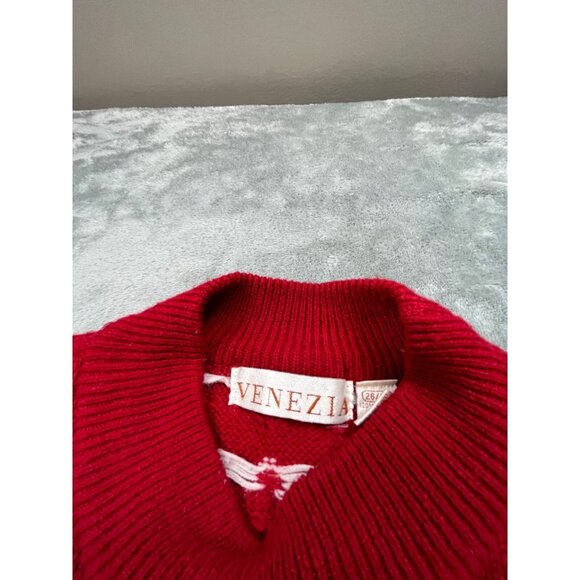 Christmas Vintage Venezia Sweater Women 2X Red Polka Dot Puppy Graphic Novelty - Picture 3 of 9